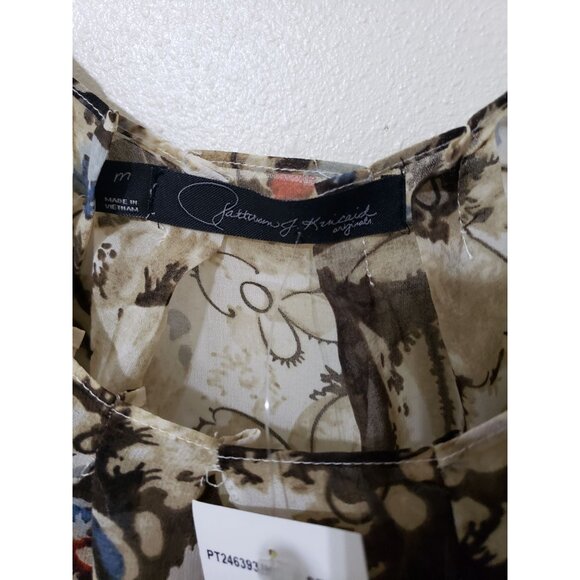 Patterson J. Kincaid brown, spaghetti strap, sheer, floral tank, top, size M - Picture 2 of 7